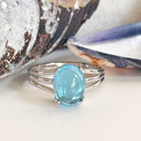 Blue Topaz Cabochon White Gold Ring