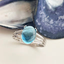 Blue Topaz Cabochon White Gold Ring