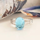 Blue Topaz Cabochon White Gold Ring