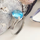Blue Topaz Cabochon White Gold Ring