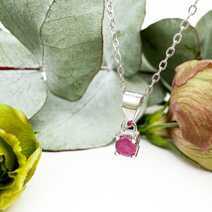 Round Cut Ruby Silver Pendant