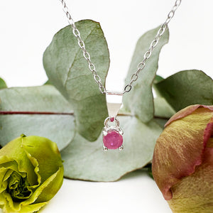 Round Cut Ruby Silver Pendant