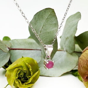 Round Cut Ruby Silver Pendant