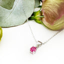 Round Cut Ruby Silver Pendant