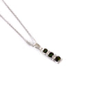 Round Cut Tourmaline Bar Set White Gold Drop Pendant