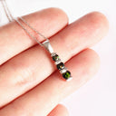 Round Cut Tourmaline Bar Set White Gold Drop Pendant