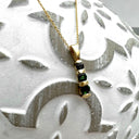 Round Cut Tourmaline Bar Set Yellow Gold Drop Pendant