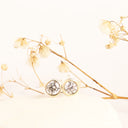 Round White Diamond Bezel Set Yellow Gold Studs