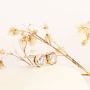 Round White Diamond Bezel Set Yellow Gold Studs
