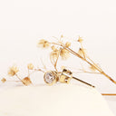 Round White Diamond Bezel Set Yellow Gold Studs