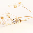 Round White Diamond Bezel Set Yellow Gold Studs