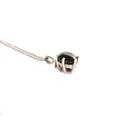 Stylish Six Claw Oval Cut Black Diamond With White Diamond Highlight White Gold Pendant