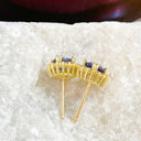 Diamond Halo Cushion Cut Tanzanite Yellow Gold Earrings