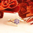 Sculptural Floral Swish Tanzanite Yellow Gold Ring