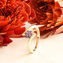 Sculptural Floral Swish Tanzanite Yellow Gold Ring