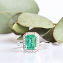 Secret Love Diamond And Emerald Cut White Gold Ring