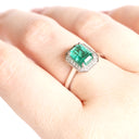 Secret Love Diamond And Emerald Cut White Gold Ring