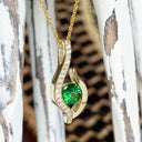 Sensual Tsavorite and Diamond Pave Yellow Gold Pendant