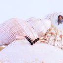 Seven Black Diamond Crown Rose Gold Ring
