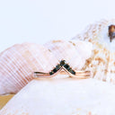 Seven Black Diamond Crown Rose Gold Ring