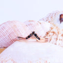 Seven Black Diamond Crown Rose Gold Ring