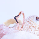Seven Black Diamond Crown Rose Gold Ring
