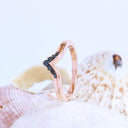 Seven Black Diamond Crown Rose Gold Ring