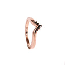 Seven Black Diamond Crown Rose Gold Ring