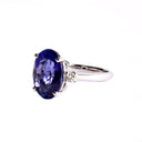 Show-stopping Oval Cut Tanzanite And Diamond Shoulder Highlight 18ct White Gold Ring