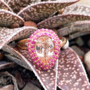 Show Stopping Morganite and Double Pink Sapphire Halo Ring