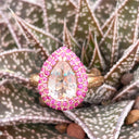 Show Stopping Morganite and Double Pink Sapphire Halo Ring