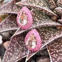 Show Stopping Morganite and Double Pink Sapphire Halo Stud Earrings