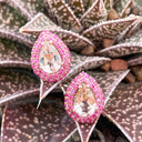 Show Stopping Morganite and Double Pink Sapphire Halo Stud Earrings