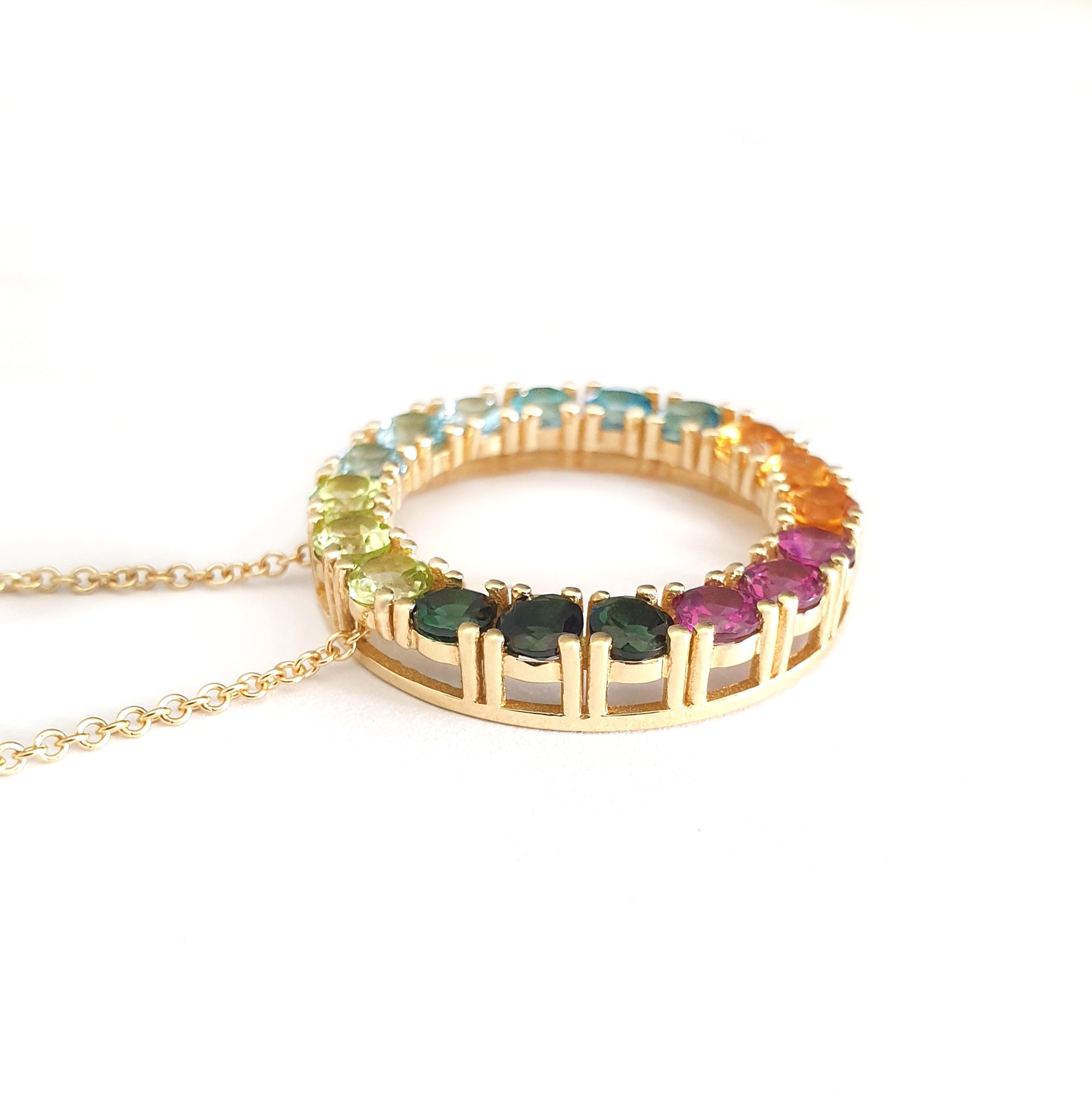 Show Stopping Rainbow Halo Pendant