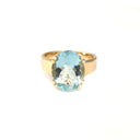Solid Solitaire Aquamarine Oval Cut Double Claw Ring