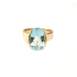 Solid Solitaire Aquamarine Oval Cut Double Claw Ring