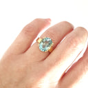 Solid Solitaire Aquamarine Oval Cut Double Claw Ring