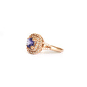 Show Stopping Square Diamond Halo Cushion Cut Tanzanite Rose Gold Ring