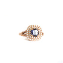 Show Stopping Square Diamond Halo Cushion Cut Tanzanite Rose Gold Ring