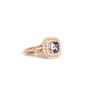 Show Stopping Square Diamond Halo Cushion Cut Tanzanite Rose Gold Ring