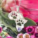 Silver Africa Map Paw Tanzanite pendant