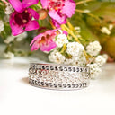 Silver paw track black diamond ring