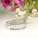 Silver paw track black diamond ring