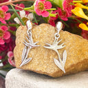 Silver Bird of paradise drop earrings