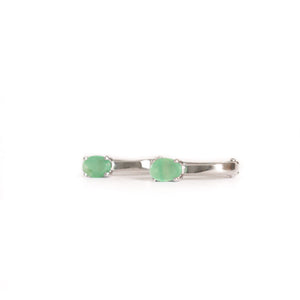 Silver Cabochon Emerald Huggie Earrings