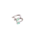 Silver Cabochon Emerald Huggie Earrings