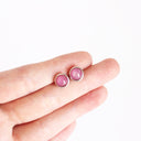 Silver Cabochon Round Cut Ruby Earrings