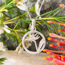 Silver Bird of Paradise Circular Pendant