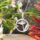Silver Bird of Paradise Circular Pendant