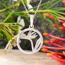 Silver Bird of Paradise Circular Pendant